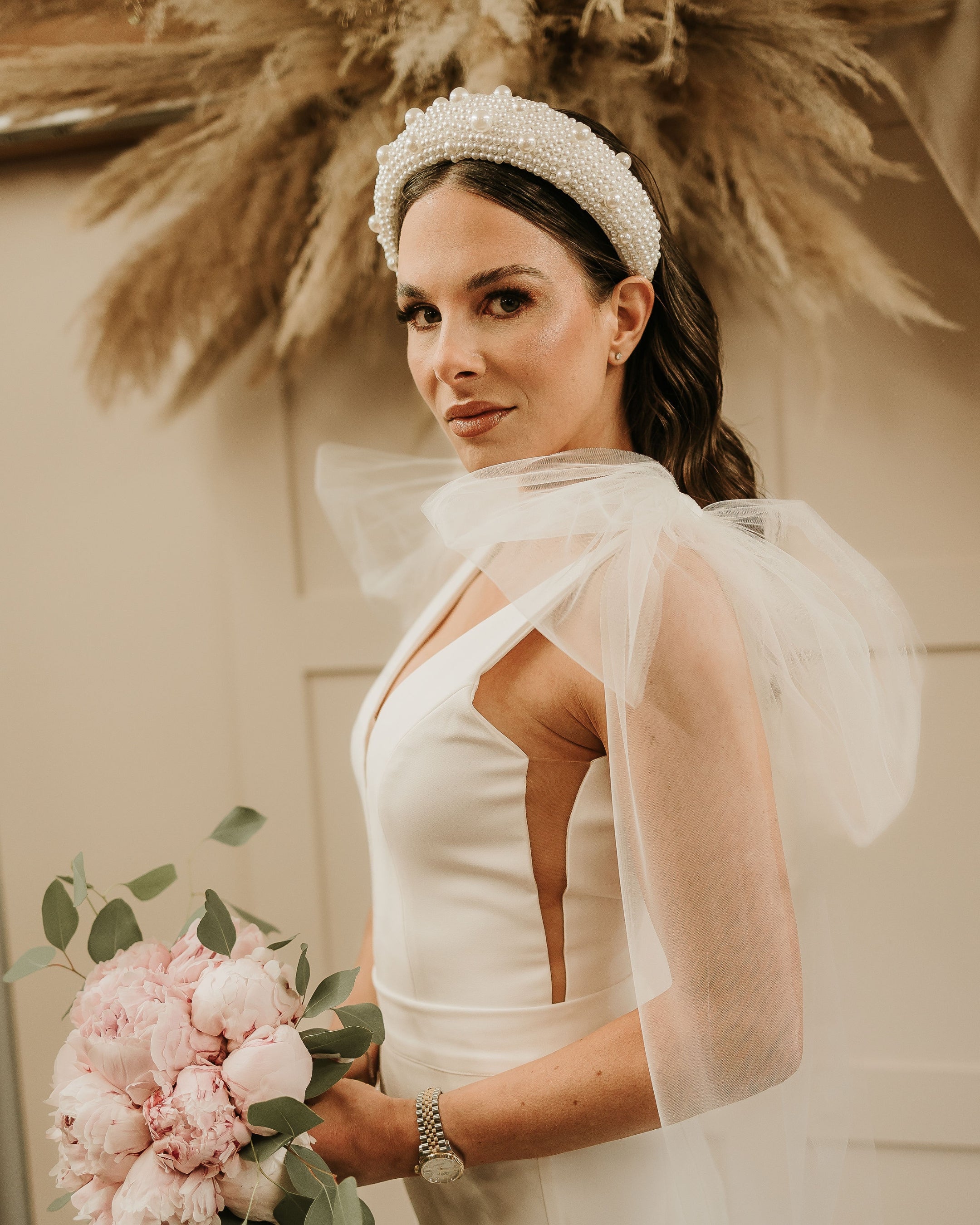 Chunky Pearl Bridal Headband Minamollie